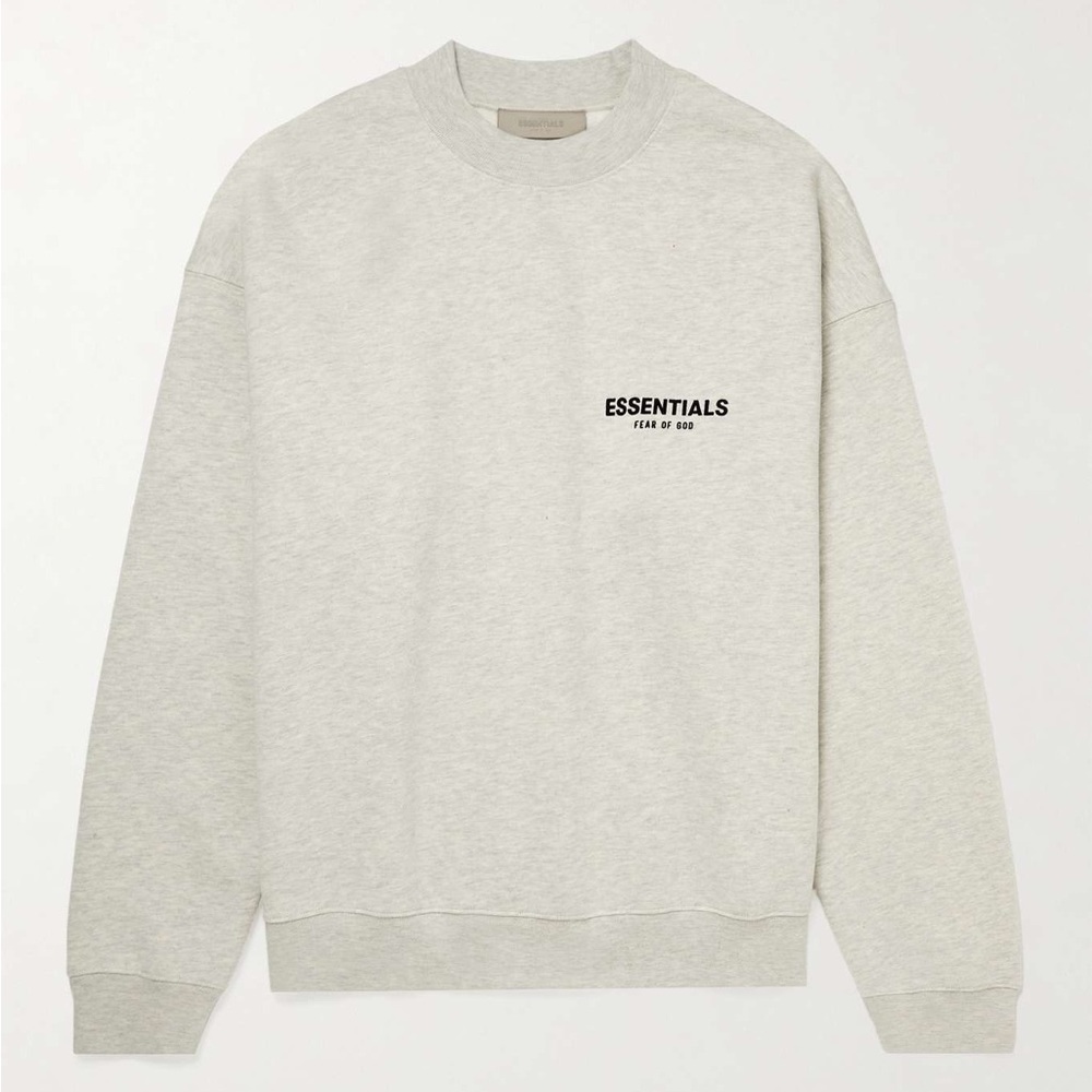 Essentials Light Gray Crewneck Sweatshirt with Small Chest Logo